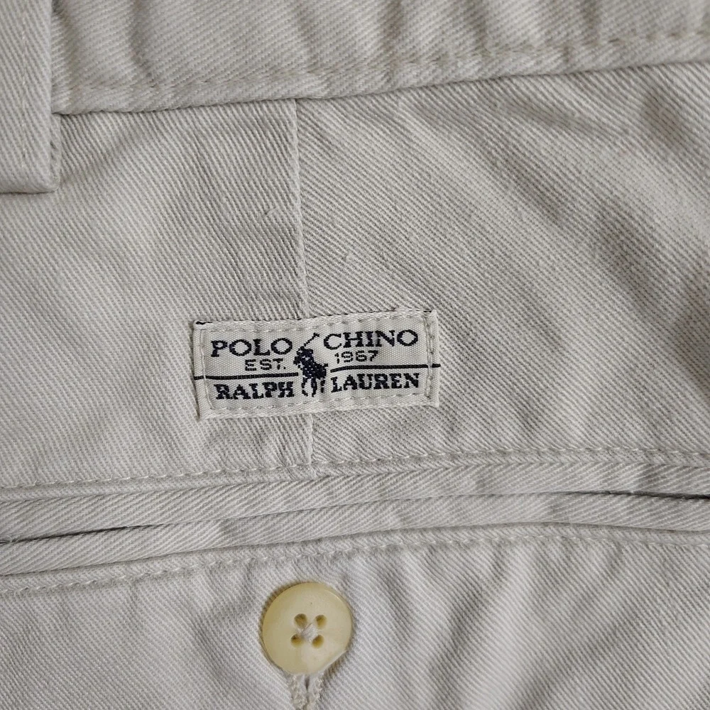 Vintage Polo‎ Ralph Lauren Shorts Men 37* Pleated Tyler Light Khaki Chino 9